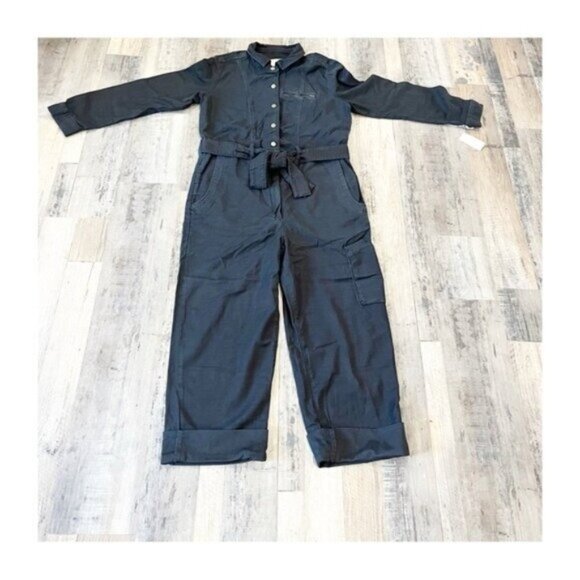 Pilcro "The Lonnie" Cuffed Crop Jumpsuit | Size L | Utility Style One-Piece - Picture 6 of 15